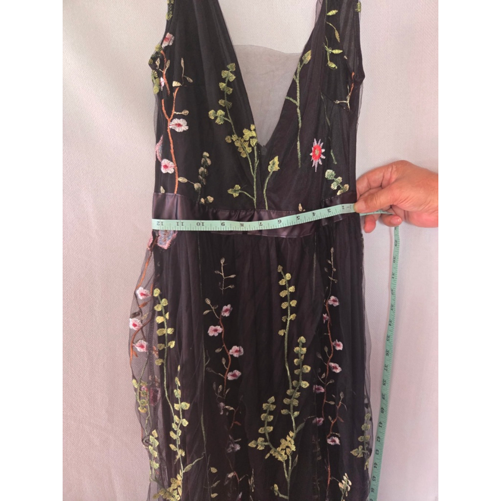 Women's Embroidered Maxi Dress Black/Green Size M - Picture 4 of 5
